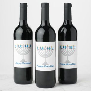 Étiquette Pour Bouteilles De Vin Drôle Hanoukka menorah et bougies