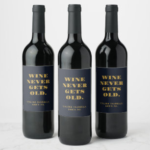 Étiquette Pour Bouteilles De Vin Drôle Humoristique 50e Anniversaire Bleu Marine Or