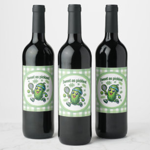 Étiquette Pour Bouteilles De Vin Drôle mignon sucré comme chatons Pickleball