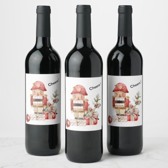 Étiquette Pour Bouteilles De Vin Drôle Noël Nutcracker Vin Étiquette (Bouteilles)