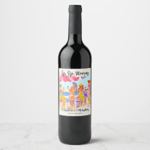 Étiquette Pour Bouteilles De Vin Drôle Summer Beach Cocktail Femme 50e anniversaire