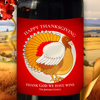 Étiquette Pour Bouteilles De Vin Drôle Turquie Thanksgiving Étiquette de vin person