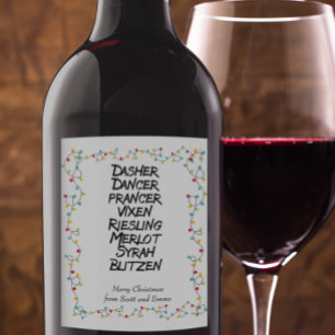 Étiquette Pour Bouteilles De Vin Drôle vin Rendez-vous des noms Noël Lumières