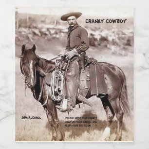 Étiquette Pour Bouteilles De Vin Drôle Vintage Cowboy sur Horse Étiquette de vin
