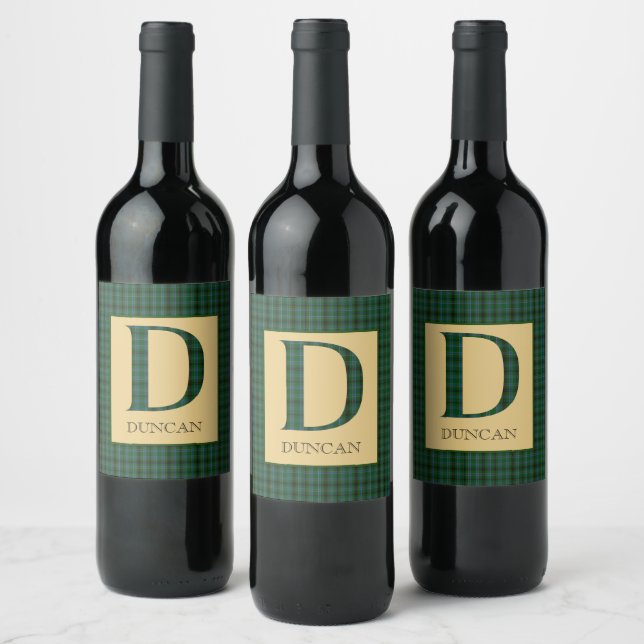 Étiquette Pour Bouteilles De Vin Duncan Tartan Monogramme D (Bouteilles)