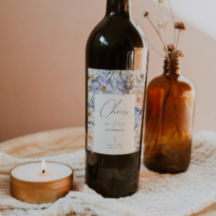 Étiquette Pour Bouteilles De Vin Dusty Blue Cream Floral Mariage