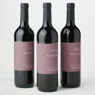 Étiquette Pour Bouteilles De Vin Dusty Boho   Étiquette de vin Mariage violet