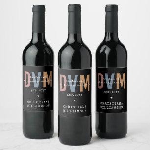 Étiquette Pour Bouteilles De Vin DVM personnalisé Docteur en médecine vétérinaire C
