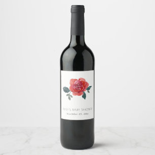 ÉTIQUETTE POUR BOUTEILLES DE VIN EAU COULEUR ROUGE VERT ROSE BABY SHOWER FLORAL