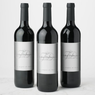 Étiquette Pour Bouteilles De Vin Échelles chiques des initiales argentées de la
