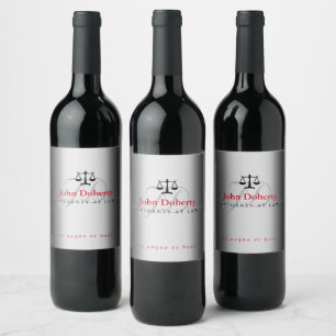 Étiquette Pour Bouteilles De Vin Échelles classiques de justice   Initiales en arge