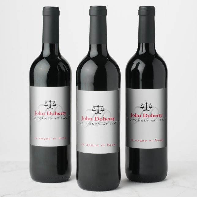 Étiquette Pour Bouteilles De Vin Échelles classiques de justice | Initiales en arge (Bouteilles)