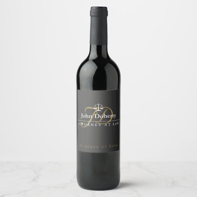 Étiquette Pour Bouteilles De Vin Échelles classiques de justice | Initiales or (Devant)