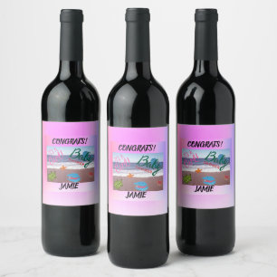 Étiquette Pour Bouteilles De Vin Éclaboussure de joie : Célébration de Baby Shower