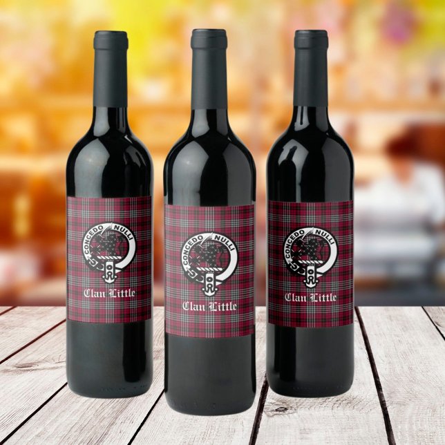Étiquette Pour Bouteilles De Vin Écosse Clan Little Crest Badge et Tartan Custom (Créateur téléchargé)
