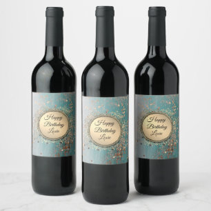 Étiquette Pour Bouteilles De Vin Écran de poussière d'étoile sur Turquoise bleu