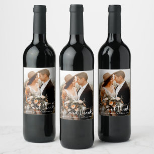 Étiquette Pour Bouteilles De Vin Écriture Calligraphique Amour et Remerciements Pho
