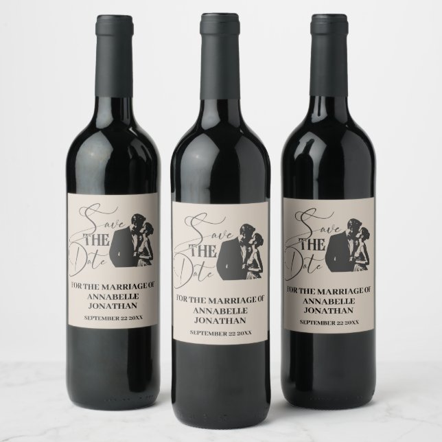 Étiquette Pour Bouteilles De Vin Écriture moderne décontractée pour mariage, typogr (Bouteilles)