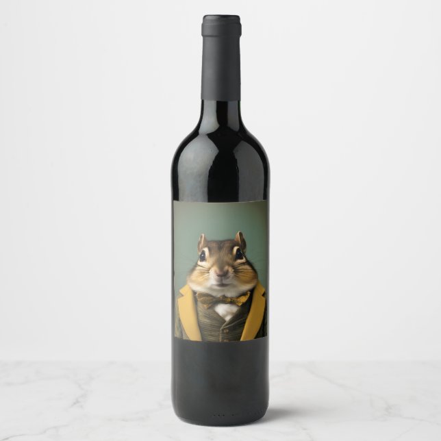 Étiquette Pour Bouteilles De Vin Écureuil intelligent (Devant)