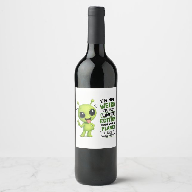 Étiquette Pour Bouteilles De Vin Édition Limitée Design Alien (Devant)