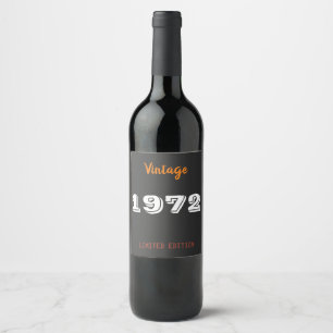 Étiquette Pour Bouteilles De Vin Édition limitée Vintage 1972 Cadeau 50e anniversai