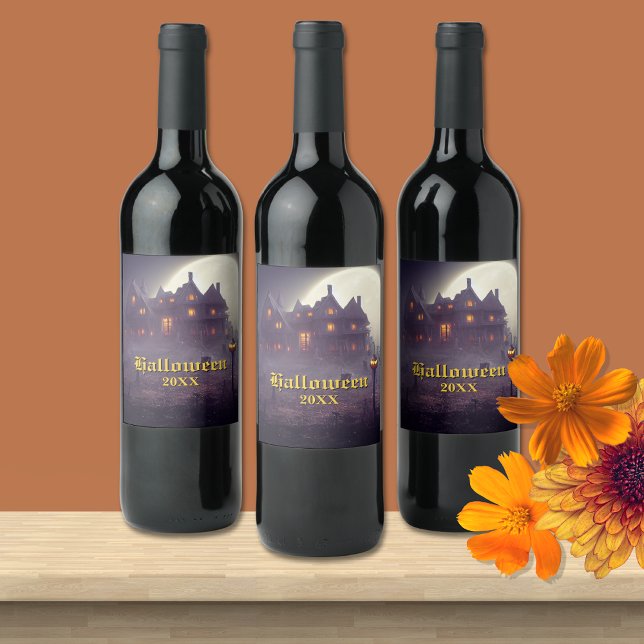 Étiquette Pour Bouteilles De Vin Éffrayante fête d'Halloween (Créateur téléchargé)