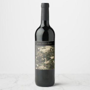 Étiquette Pour Bouteilles De Vin Élégance botanique - Le cygne dans la forêt
