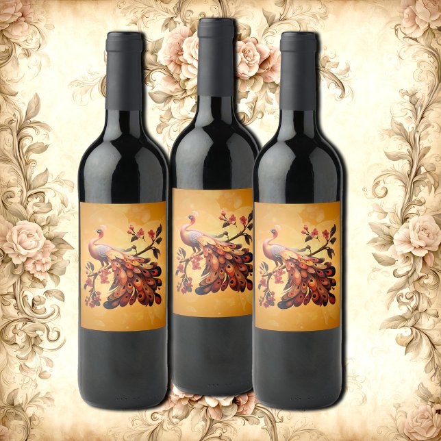 Étiquette Pour Bouteilles De Vin Élégance des plumes (Créateur téléchargé)