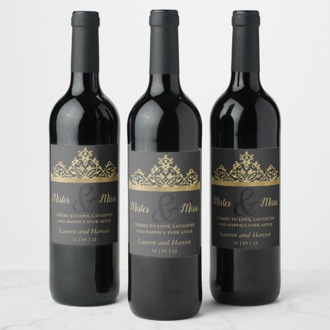 Étiquette Pour Bouteilles De Vin Élégance dorée scintillante (Bouteilles)