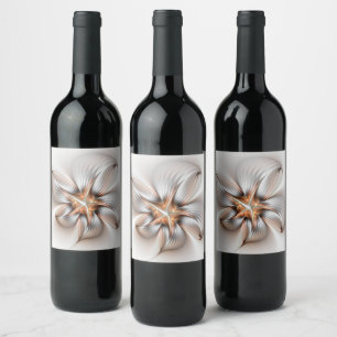 Étiquette Pour Bouteilles De Vin Élégance florale Art Abstrait fractal moderne