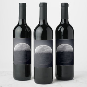 Étiquette Pour Bouteilles De Vin Élégance Lune : Bouteille de vin avec une image lu