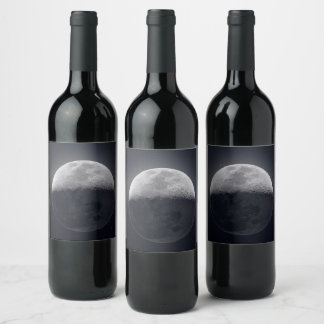 Étiquette Pour Bouteilles De Vin Élégance Lune : Bouteille de vin avec une image lu