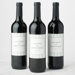 Étiquette Pour Bouteilles De Vin Élégance rayée à la menthe sophistiquée
