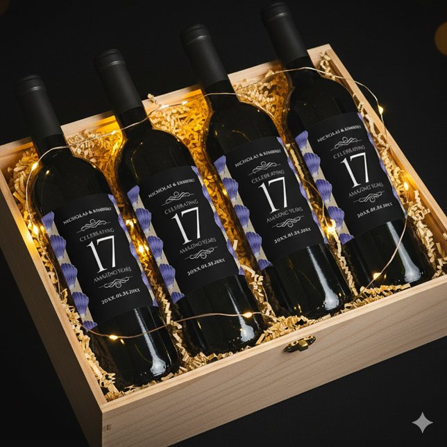 Étiquette Pour Bouteilles De Vin Élégant 17ème anniversaire de Mariage des obus (17th Shells Wedding Anniversary Wine/Liquor Drink Labels Cover Photo)