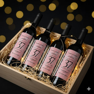 Étiquette Pour Bouteilles De Vin Élégant 37e anniversaire du Mariage Alabaster