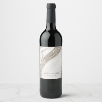 Étiquette Pour Bouteilles De Vin Élégant Abstrait en marbre doré clair Mariage d'âg