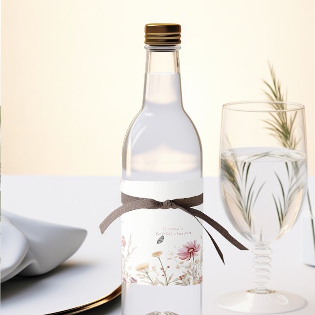 Étiquette Pour Bouteilles De Vin Elégant Amour en fleur Douche nuptiale (Créateur téléchargé)