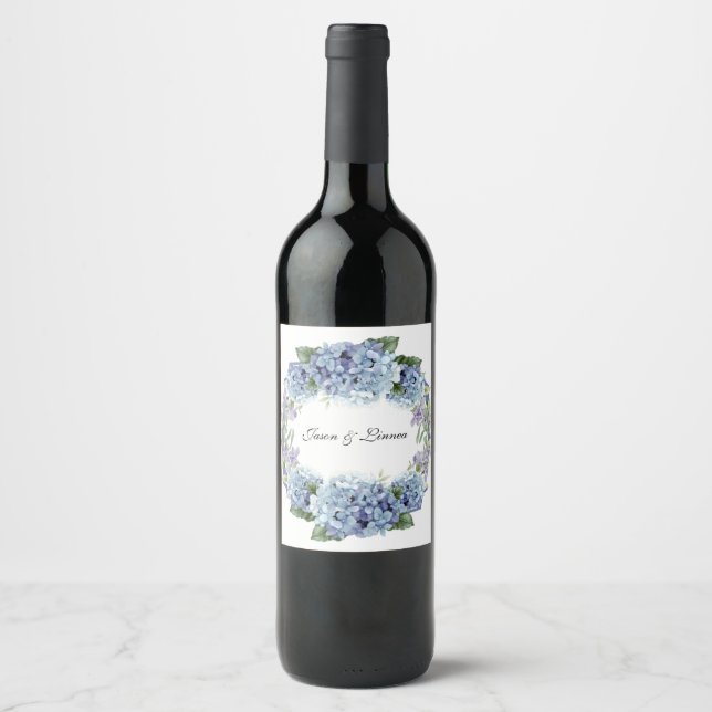 Étiquette Pour Bouteilles De Vin Élégant Aquarelle de Fleurs de Ne Pas Oublier (Devant)