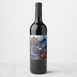 Étiquette Pour Bouteilles De Vin Élégant arrangement rose avec feuillage doré