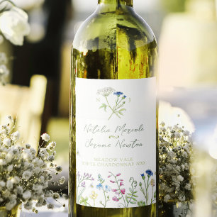 Étiquette Pour Bouteilles De Vin Élégant art de fleurs sauvages mariage personnalis
