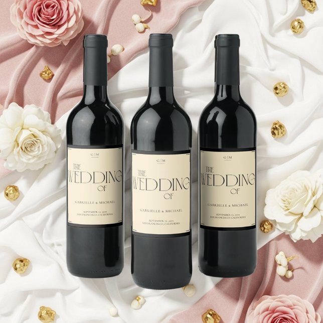 Étiquette Pour Bouteilles De Vin Elegant Art Deco Cream Black Old Money Style (Créateur téléchargé)