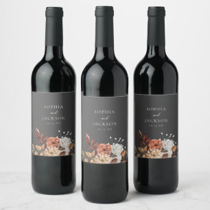 Étiquette Pour Bouteilles De Vin Elégant automne hiver Floral Mariage Faveurs