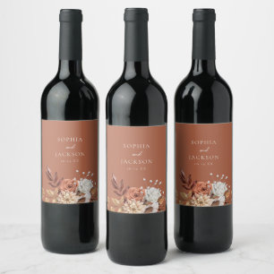 Étiquette Pour Bouteilles De Vin Élégant automne hiver Floral mariage Faveurs vin L