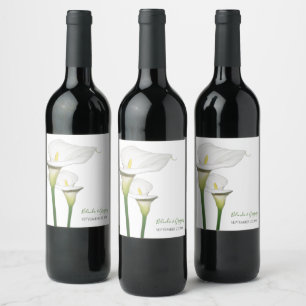 Étiquette Pour Bouteilles De Vin Elégant blanc Calla Lilies Mariage
