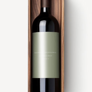 Étiquette Pour Bouteilles De Vin Élégant Blanc Sage Vert Mariage moderne