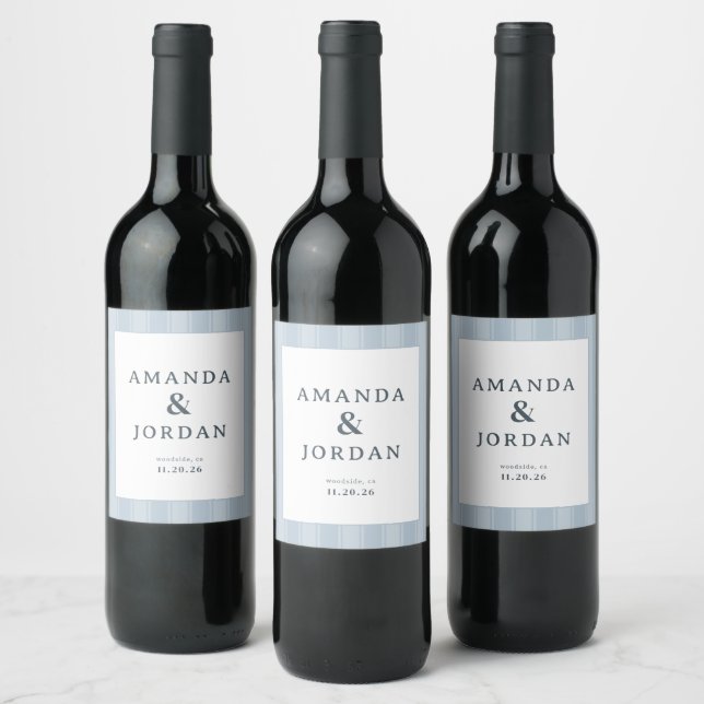 Étiquette Pour Bouteilles De Vin Elegant Blue Stripes (Bouteilles)