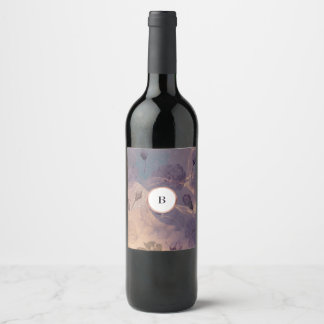 Étiquette Pour Bouteilles De Vin Élégant Boho clair Floral violet Rose Mariage or
