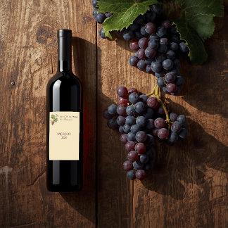 Étiquette Pour Bouteilles De Vin Elegant Botanical Grapevine Design