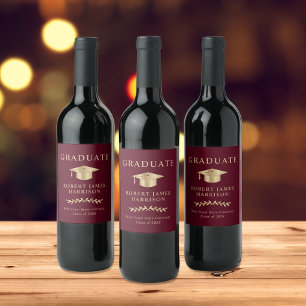 Étiquette Pour Bouteilles De Vin Élégant Casquette de la Bourgogne Gold Graduation