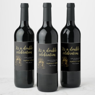 Étiquette Pour Bouteilles De Vin Élégant Champagne Double Célébration